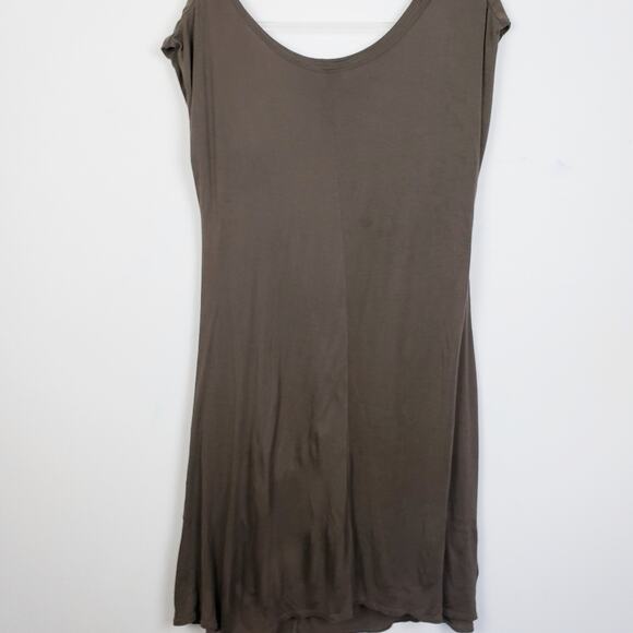 White + Warren Mushroom color Jersey Knit Drape Neck Sleeveless Dress Size Large - Picture 6 of 8